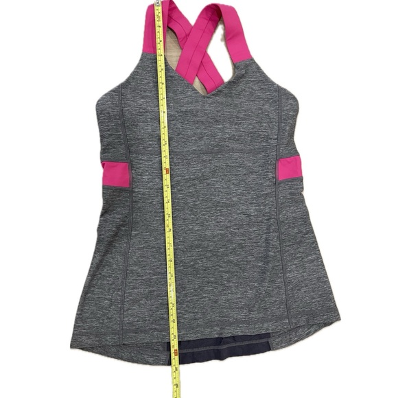 Sz.8-Lululemon Gray Pink Push Your Limits Tank Top Mesh Back - Picture 4 of 11